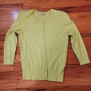 Halogen Lime 3/4 Sleeve Button Up Sweater M